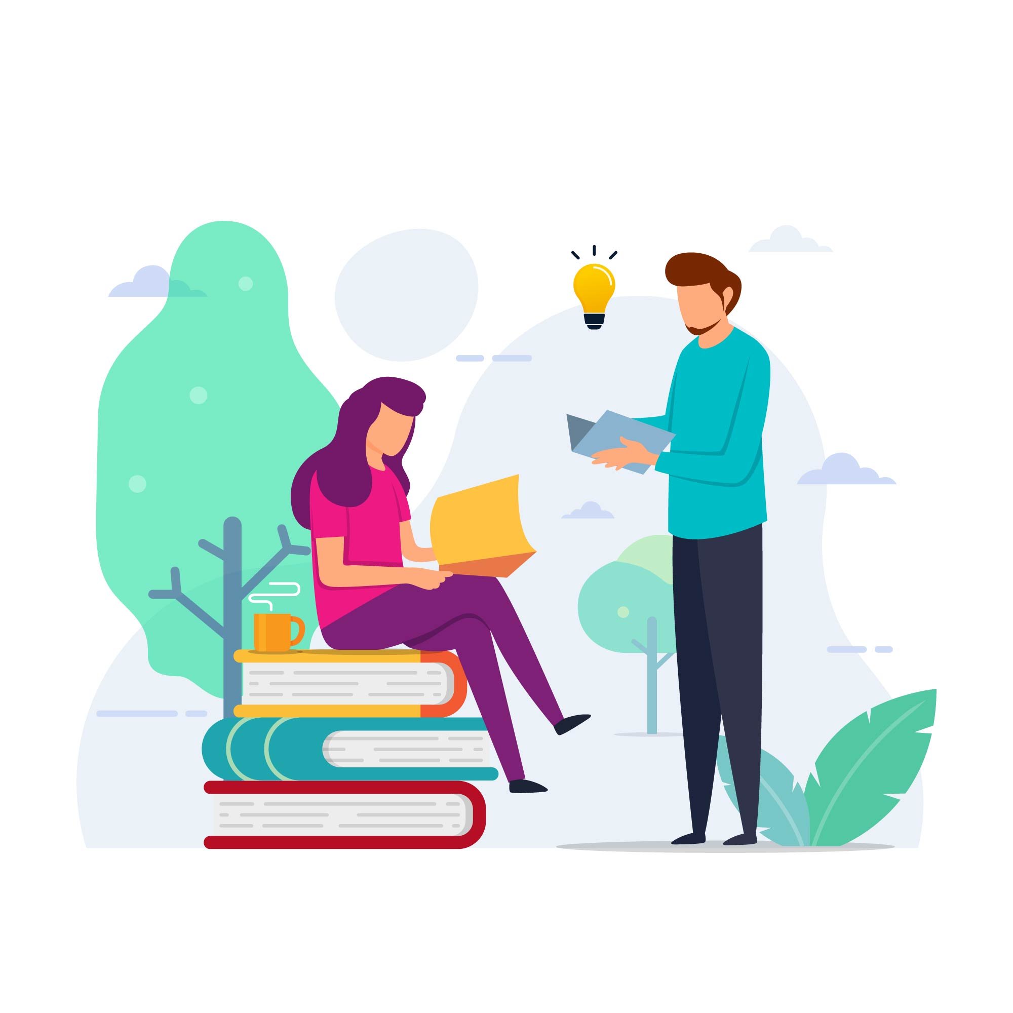 New arrival Young people studying, preparing for the university session, online training, online education. Vector illustration for websites, advertising